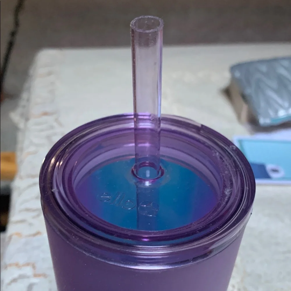 Ellie Purple Double Wall Tumbler with Straw - Picture 2 of 6